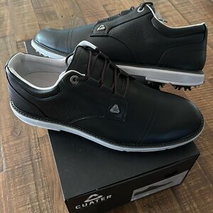 Cuater by Travis Mathew The Legend Spiked Golf Shoes Black Wingtip Brand New